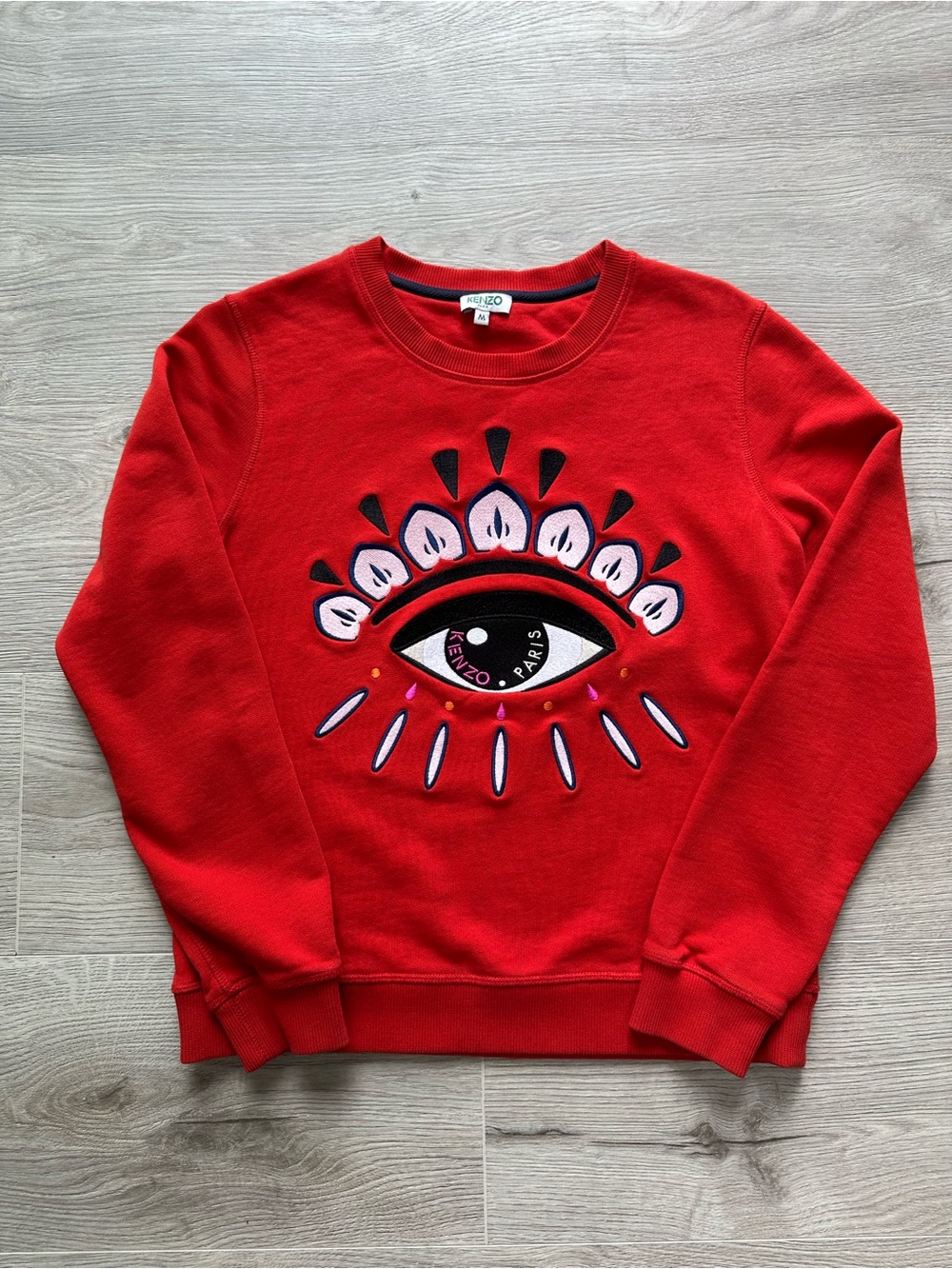 KENZO Paris Embroidered Eye Motif Crewneck Sweatshirt Size Medium